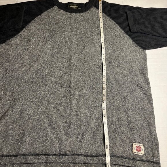 Eddie Bauer Mens XL Lambs Wool Blend Sweater Casual Outdoor Style Gray & Black - Picture 9 of 10